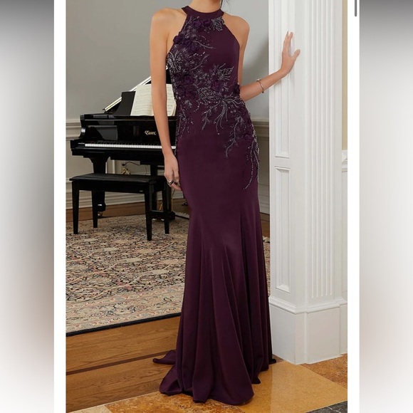 NWT Purple Beaded Evening Gown